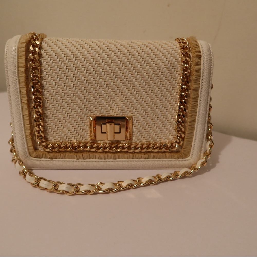 Aldo Cream and Gold Chain Clutch